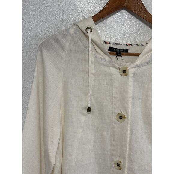 NWT For Cynthia Lagenlook Linen Hooded Shirt Jacket S Cream Luxury Minimalist - Picture 5 of 16